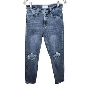 Dear John West Fairfax Mid Rise Cropped Mom Straight Leg Jeans Distressed 27